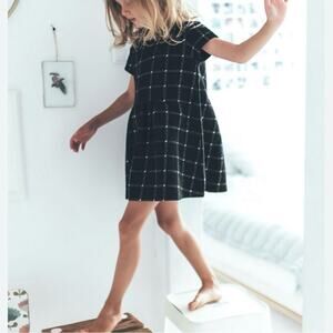 Zara Girls Black and White Short Sleeve Plaid Dress Size 11/12
